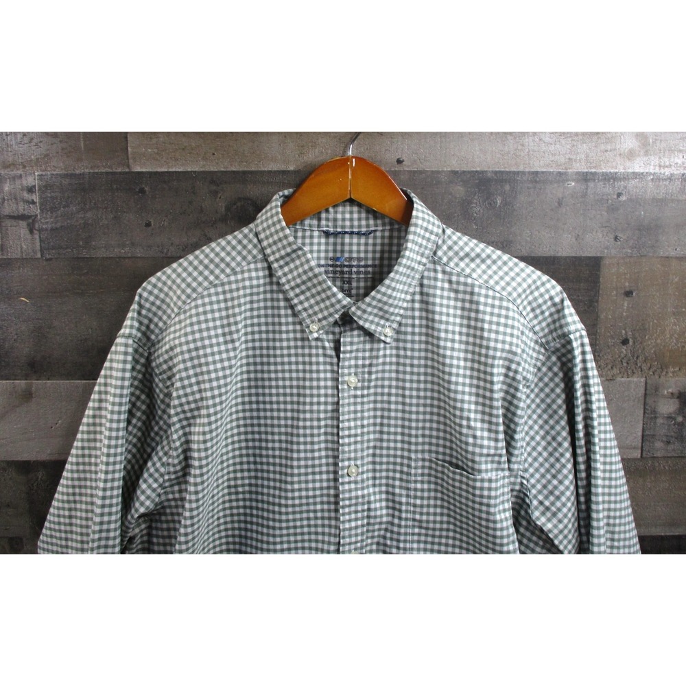 Vineyard Vines Shirt Mens 2XL Green Gingham On-The-Go Performance Button Down